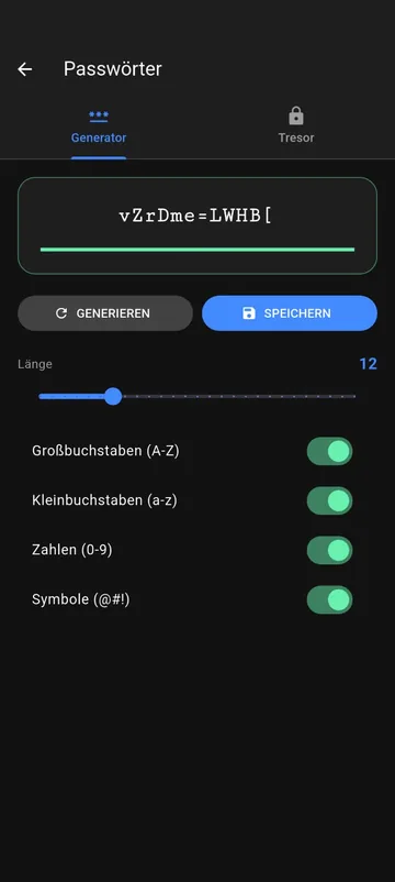 Tooliz-Screenshot: Passwortgenerator