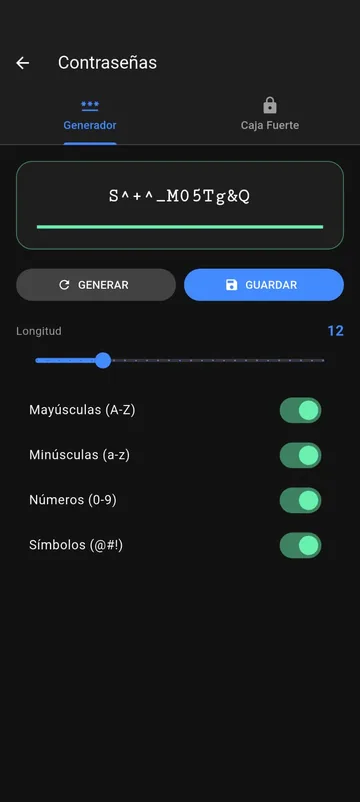 Captura de Tooliz: generador de contraseñas