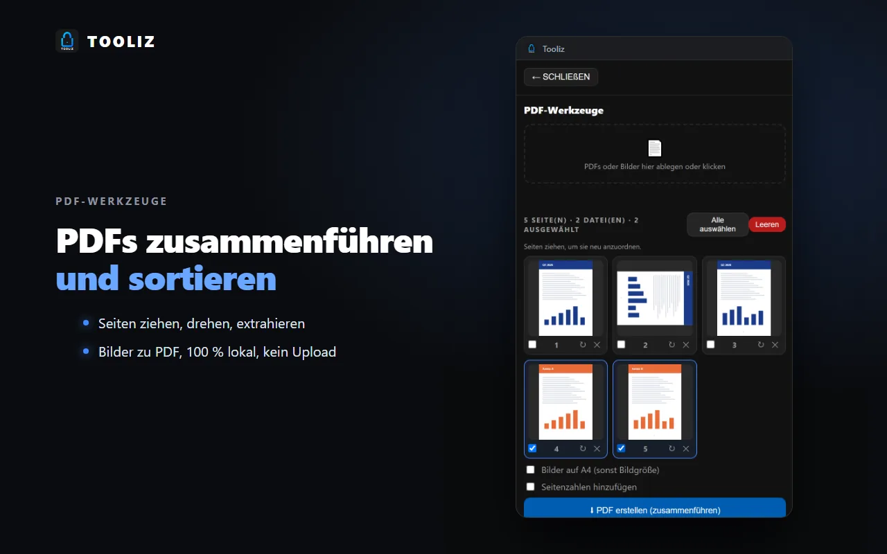 Tooliz im Browser: PDF-Werkzeuge