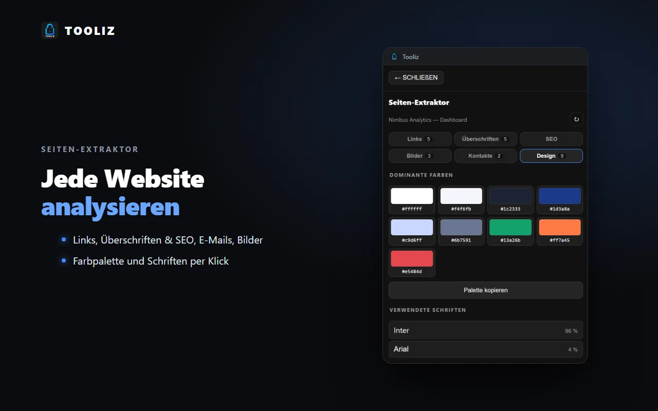Tooliz im Browser: Seiten-Extraktor