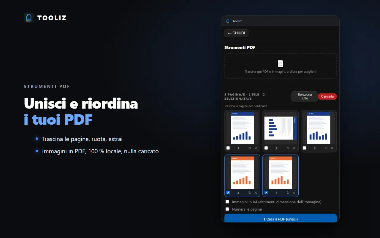 Tooliz nel browser: strumenti PDF