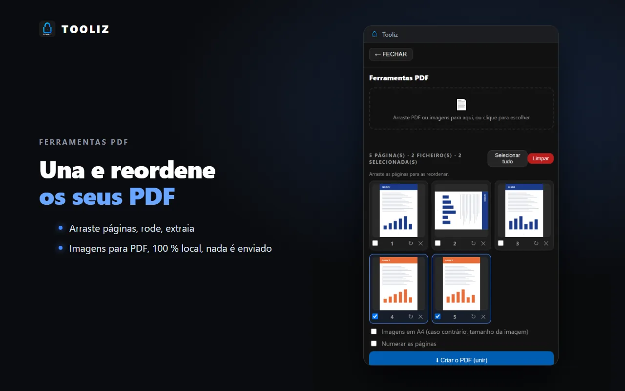 Tooliz no navegador: ferramentas PDF