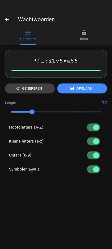 Screenshot van Tooliz: wachtwoordgenerator